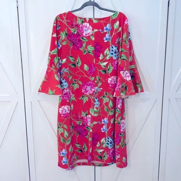 Jessica Howard Floral Shift Dress 3/4 Flutter Bell Sleeve Size 20W - Picture 3 of 11